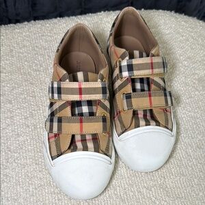 Burberry Kids' Tan Plaid Sneakers
